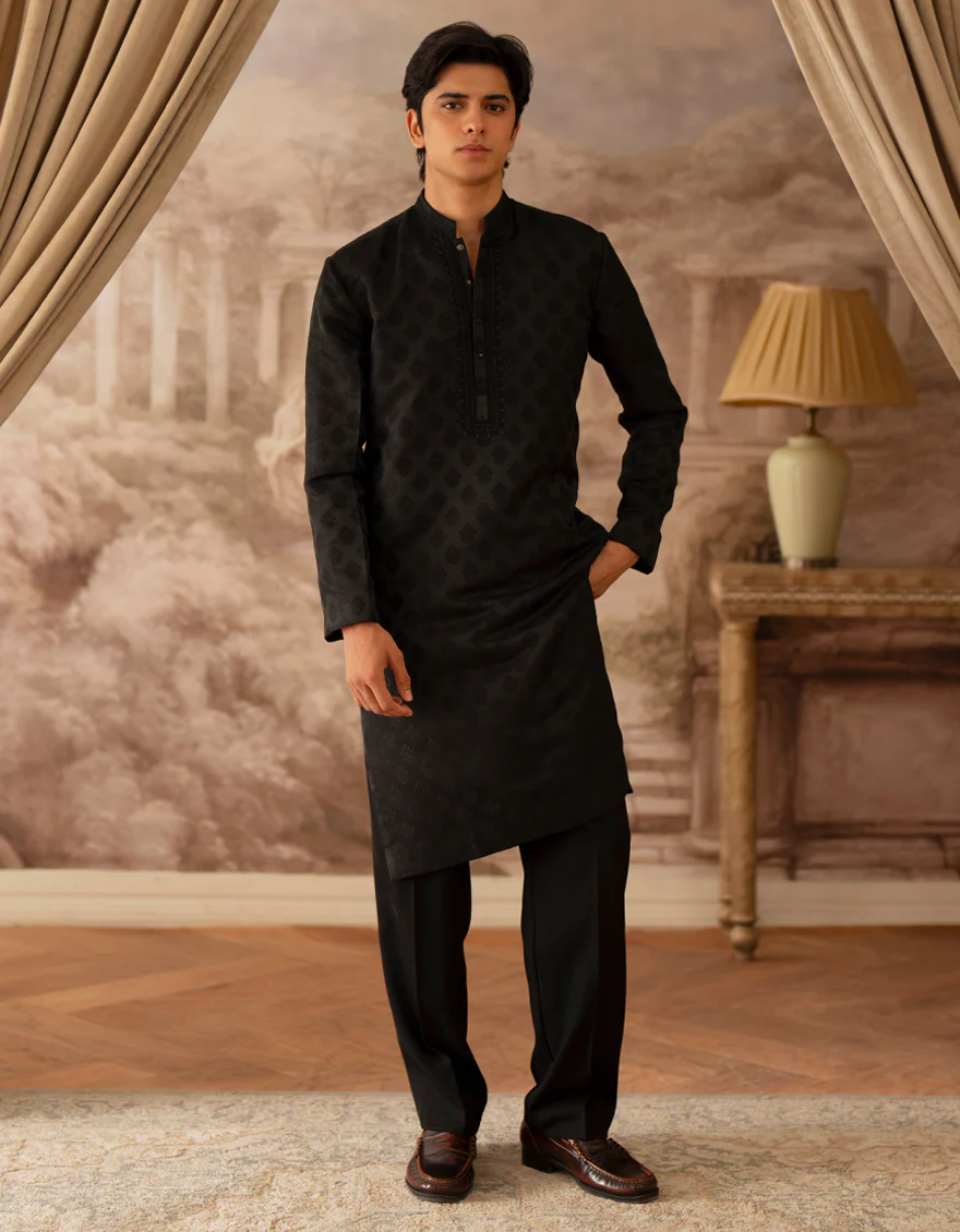 BLACK BLENDED SPECIAL KURTA | JTK-SP-A-50065/S25/JJ9884-FL - Image 4