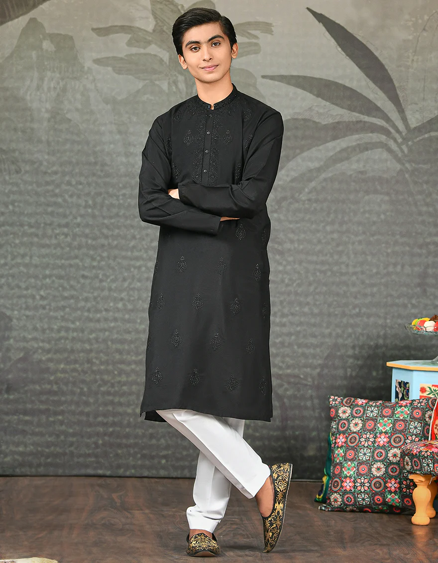 BLACK BLENDED SPECIAL KURTA | JTK-SP-US-42293/S22/JJ8075-FL - Image 3