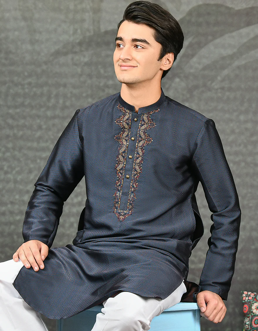 DARK NAVY SPECIAL KURTA | JTK-SP-US-42330/S21/JJ8135-FL - Image 3
