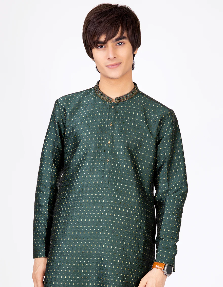 EMERALD GREEN KURTA | JTK-SP-US-43045/S22/JJ8020-FL - Image 2