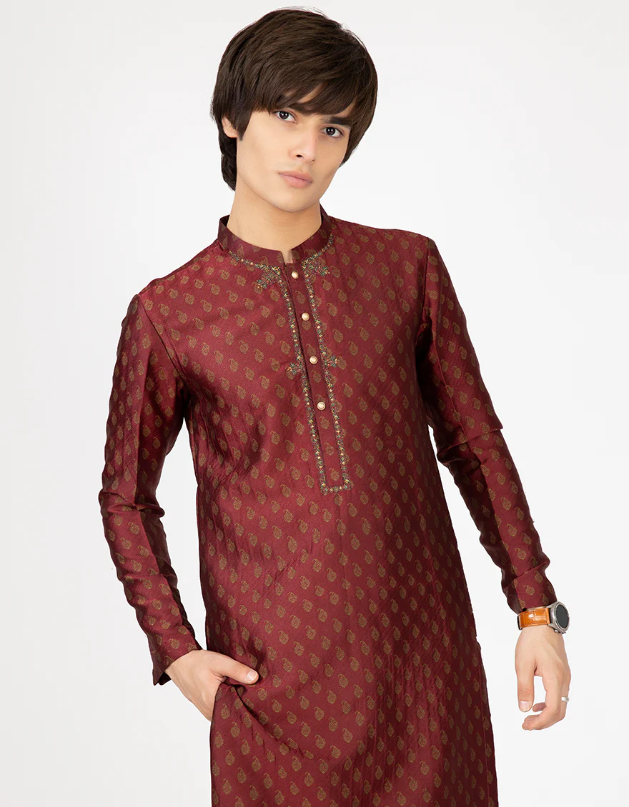 MAROON KURTA | JTK-SP-US-43063/S21/JJ8138-FL - Image 2
