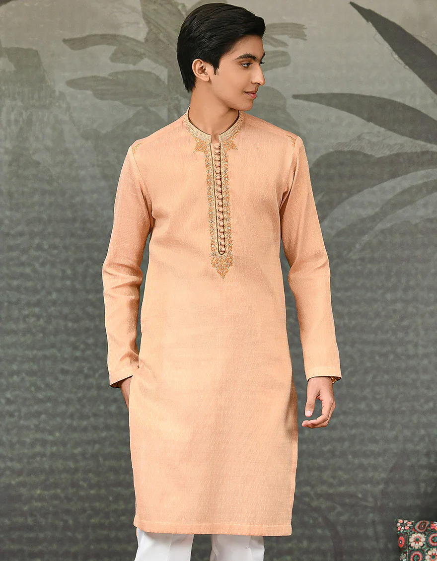 PEACH BLENDED KURTA | JTK-SP-US-44033/A22/JJ8137-FL - Image 2