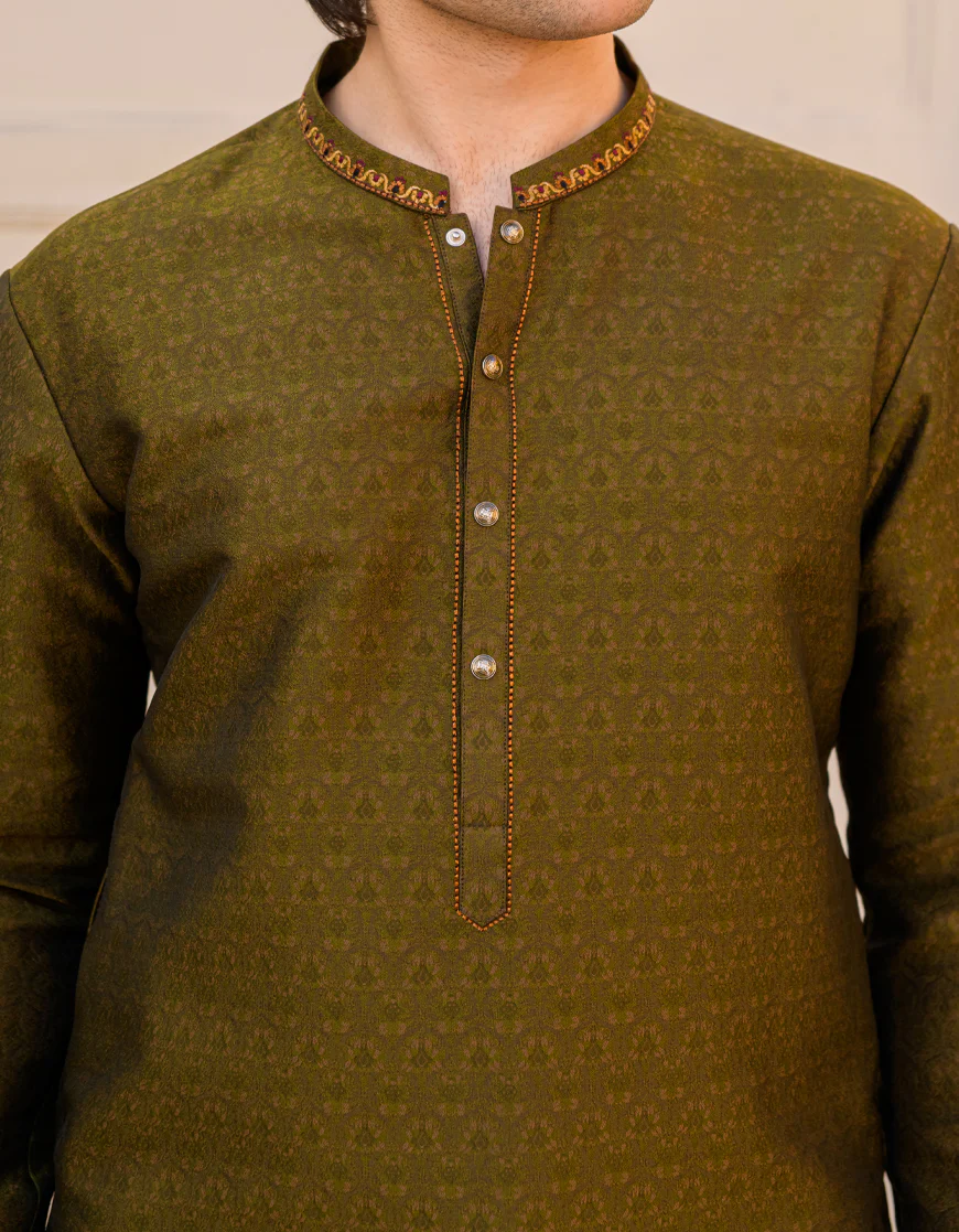 DARK GREEN KURTA | JTK-SP-US-44240/A23/JJ8444-FL - Image 2