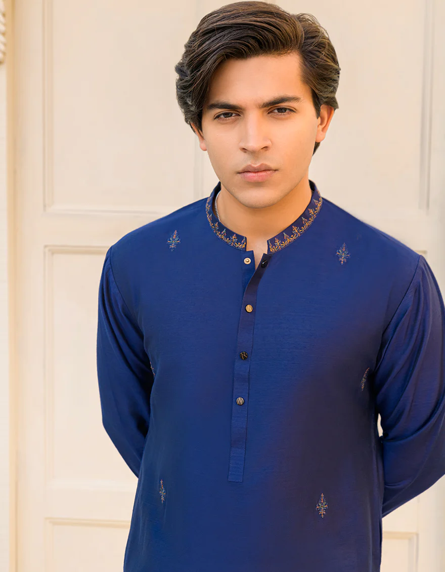 NAVY BLUE KURTA | JTK-SP-US-45136/A23/JJ8454-SF - Image 2