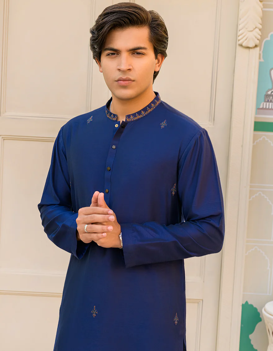 NAVY BLUE KURTA | JTK-SP-US-45136/A23/JJ8454-SF - Image 3