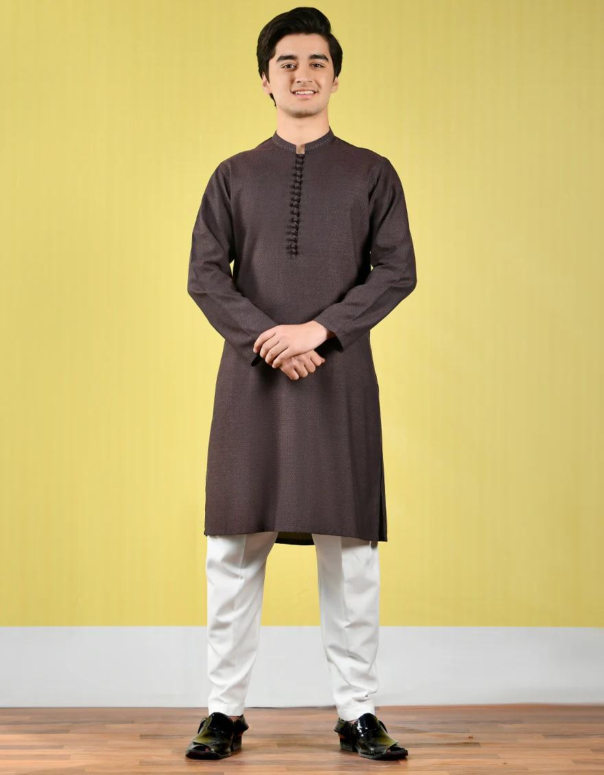 DARK COFFEE VISCOSE KURTA | JTK-US-43122/A22/JJ8165-CL - Image 3
