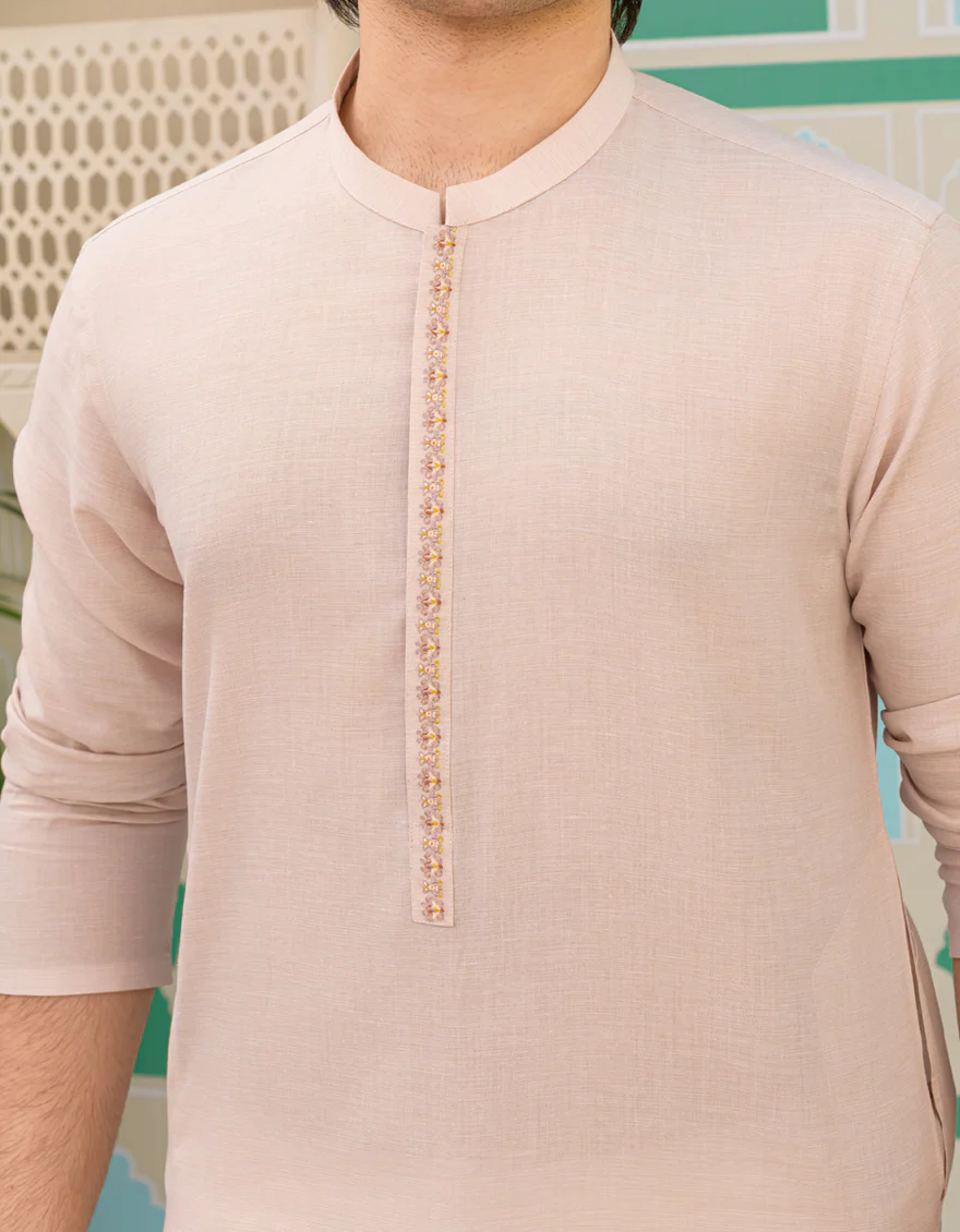 BEIGE BLENDED KURTA | JTK-US-43217/A23/JJ8832-SF - Image 2