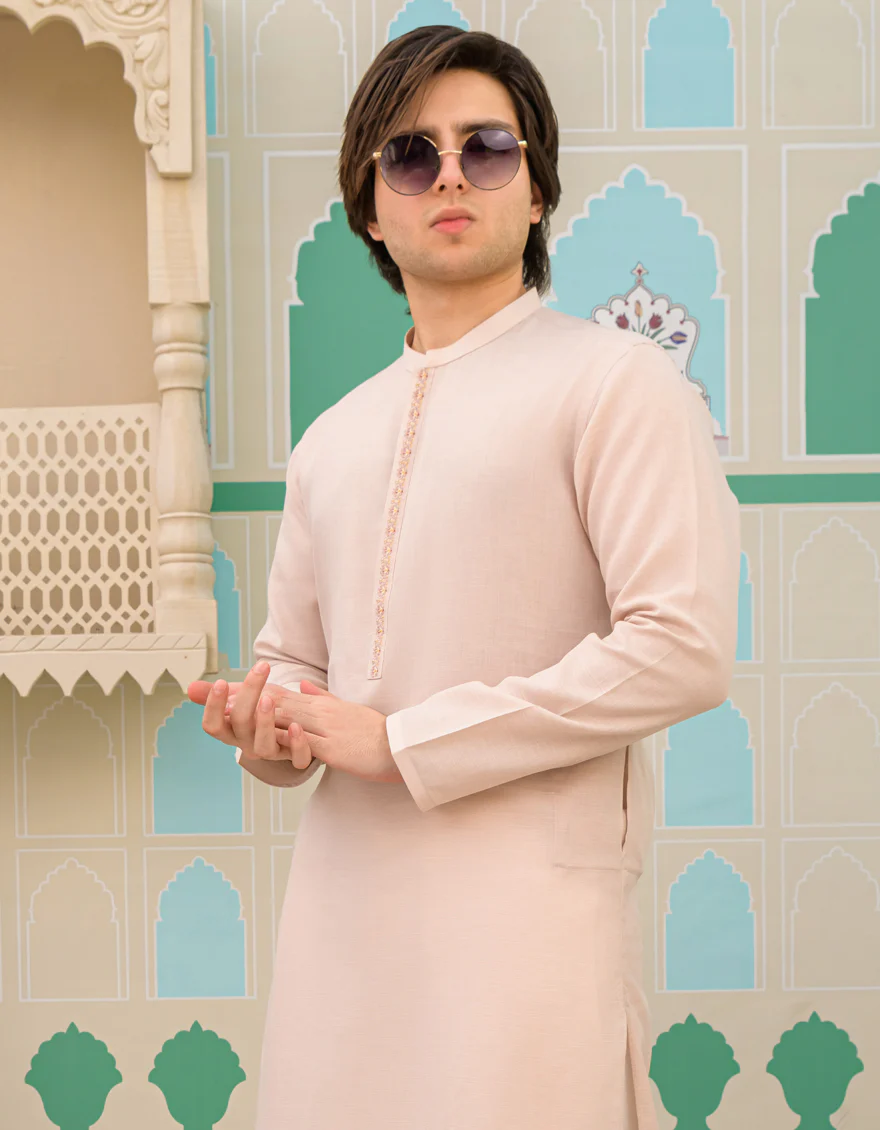 BEIGE BLENDED KURTA | JTK-US-43217/A23/JJ8832-SF - Image 3
