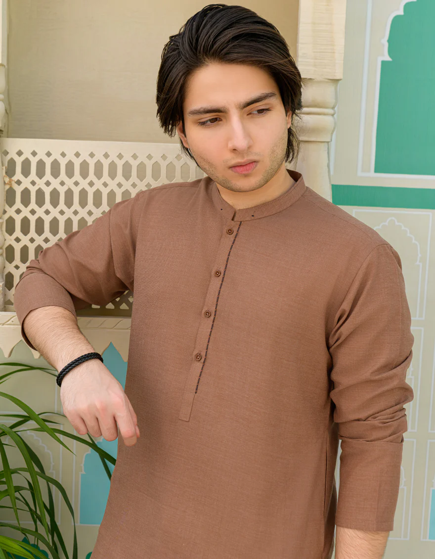 BROWN VISCOSE KURTA | JTK-US-43219/A23/JJ8815-CL - Image 3