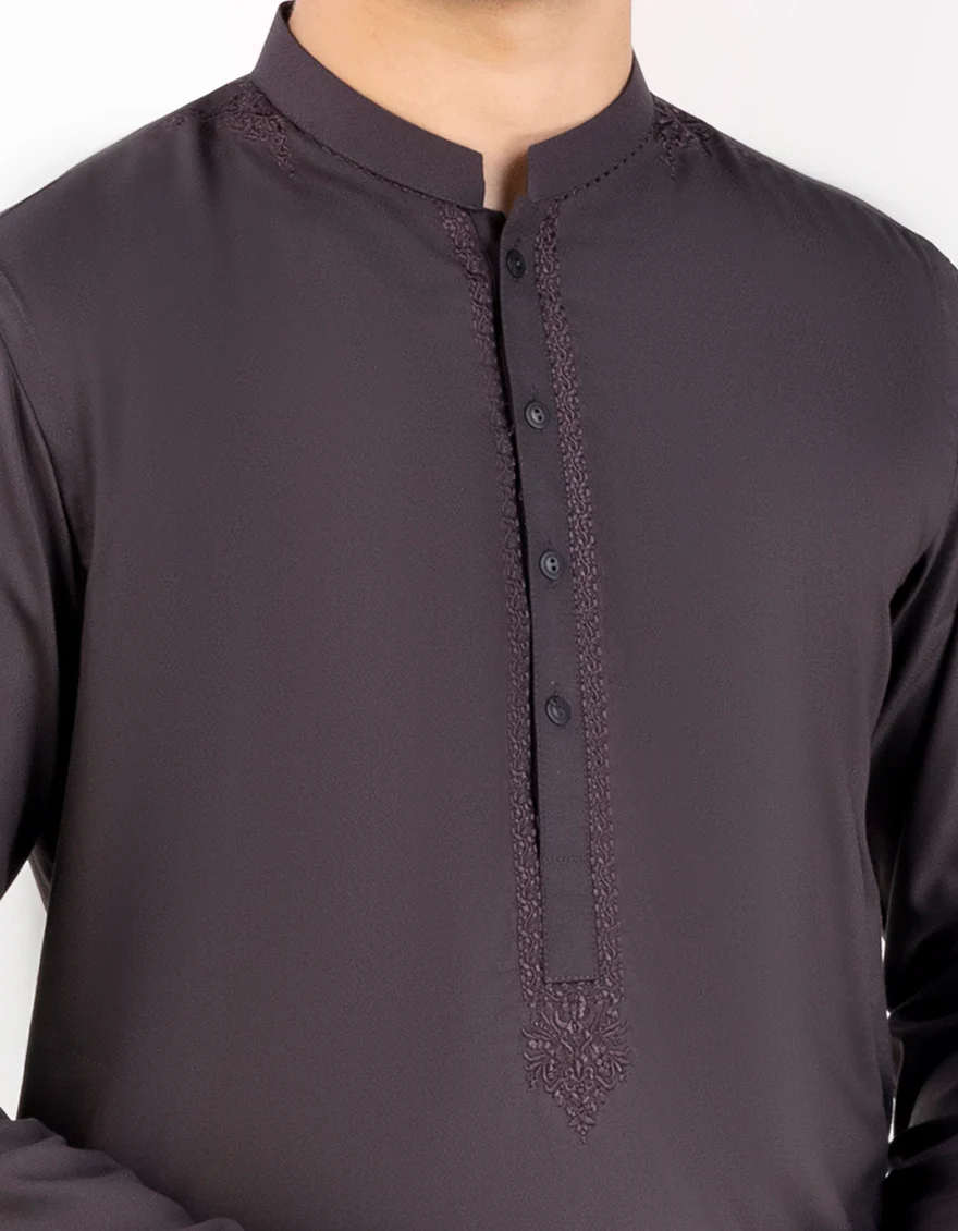 CEDAR BROWN BLENDED KURTA | JTK-US-43268/A23/JJ8818-SF - Image 2