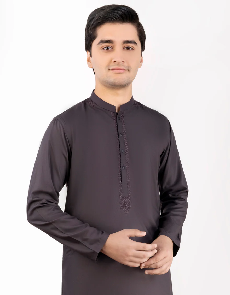 CEDAR BROWN BLENDED KURTA | JTK-US-43268/A23/JJ8818-SF - Image 3