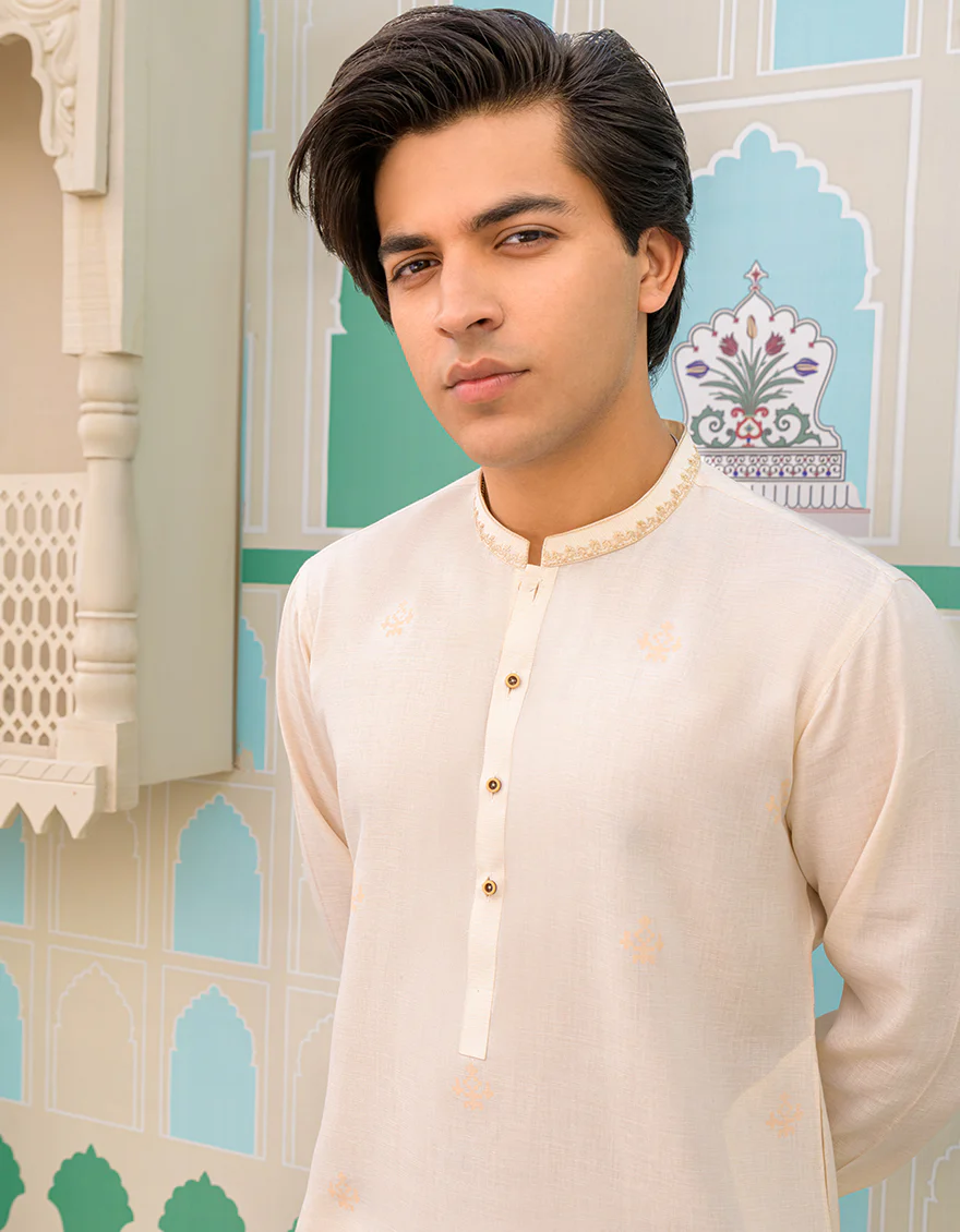 BEIGE BLENDED KURTA | JTK-US-44189/A23/JJ8832-SF - Image 2