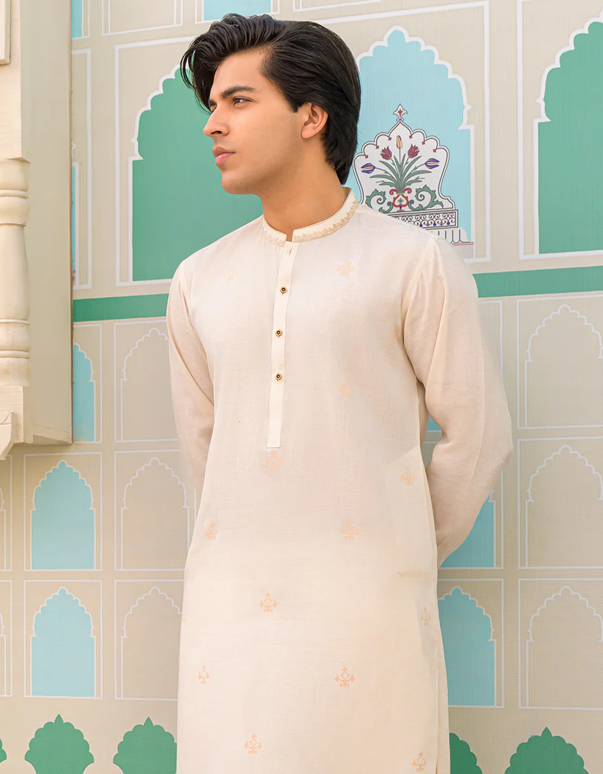 BEIGE BLENDED KURTA | JTK-US-44189/A23/JJ8832-SF - Image 3