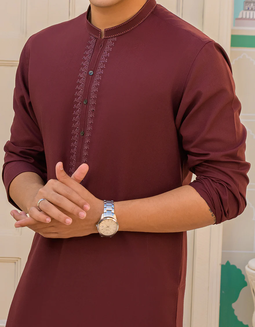 MAROON BLENDED KURTA | JTK-US-44229/A23/JJ8791-SF - Image 3