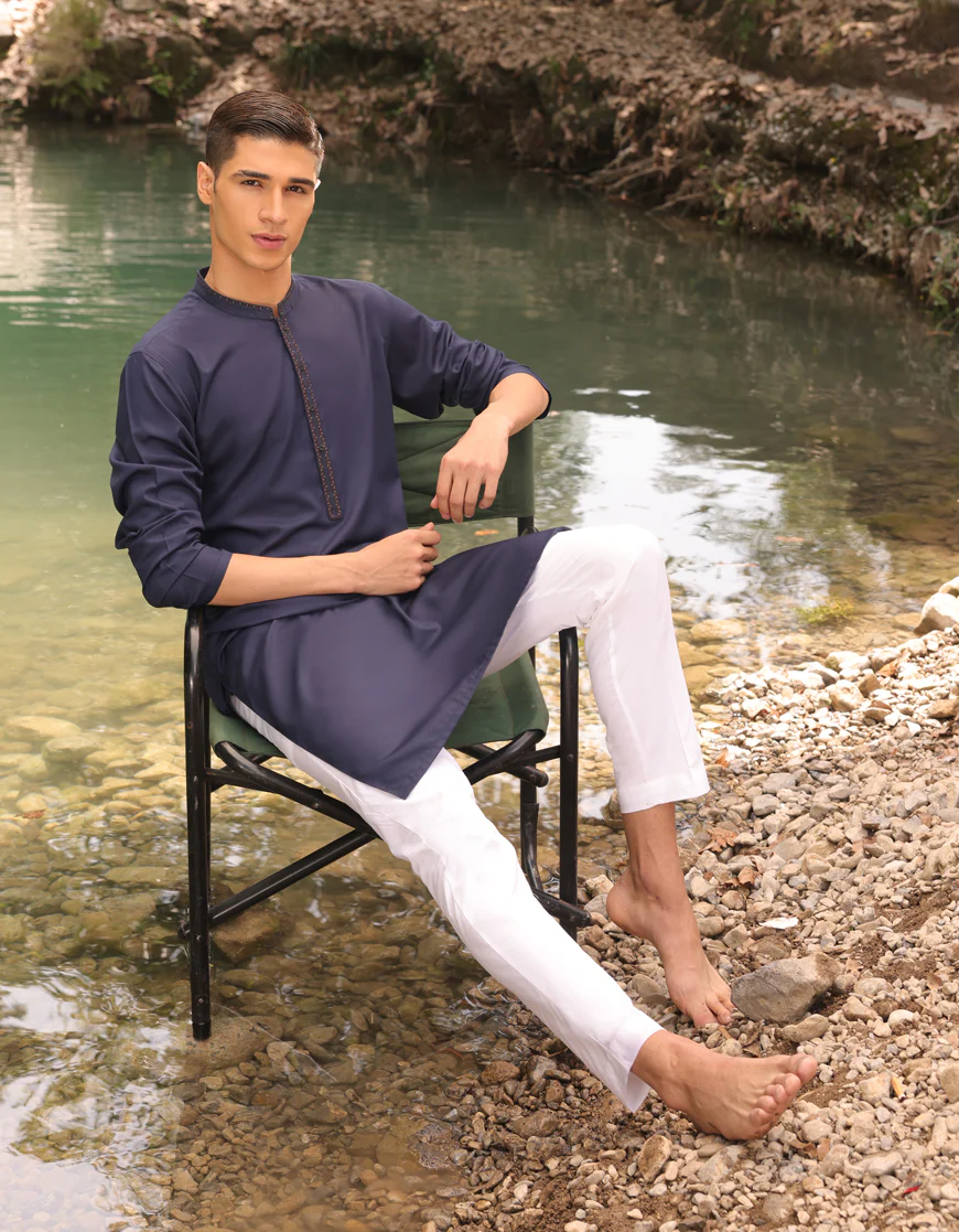 BLUE BLENDED KURTA | JTK-US-44264/A23/JJ8818-SF - Image 3