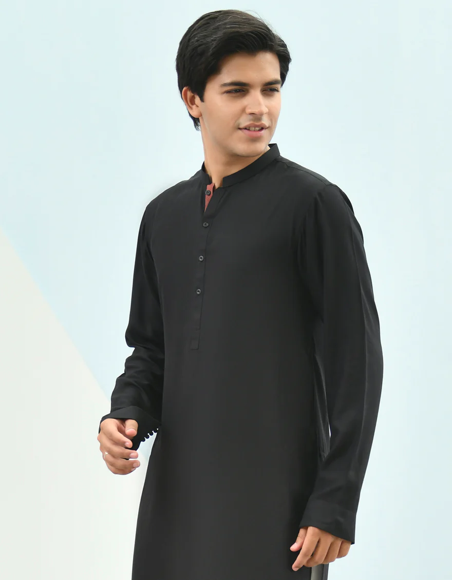 BLACK BLENDED KURTA | JTK-US-45043/A22/JJ8271-CL - Image 2