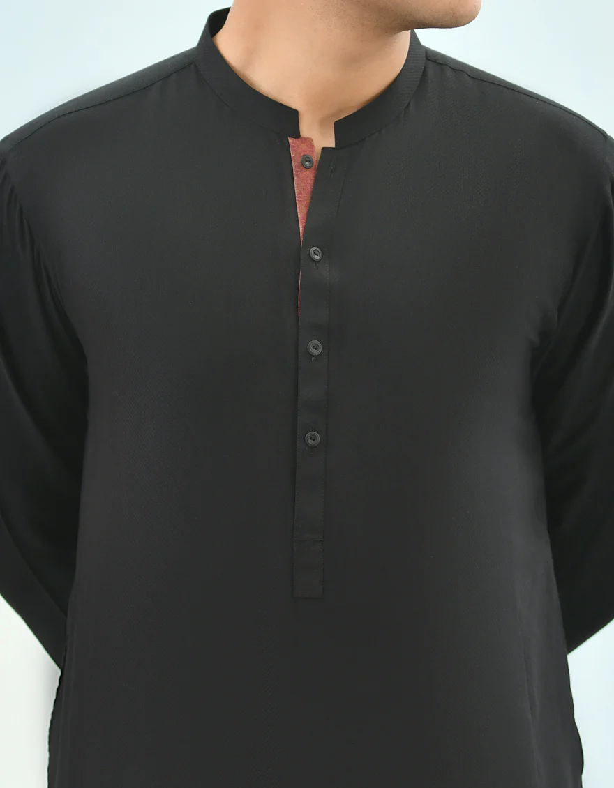 BLACK BLENDED KURTA | JTK-US-45043/A22/JJ8271-CL - Image 3