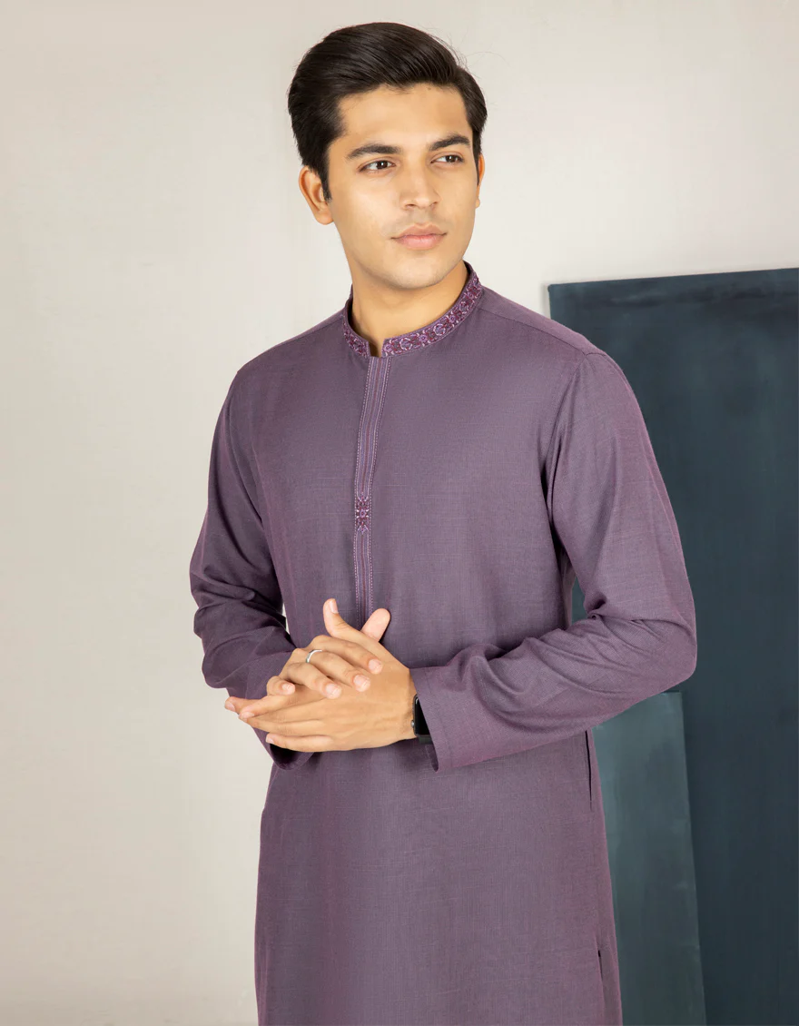 PURPLE VISCOSE KURTA | JTK-US-45066/A22/JJ8688-SF - Image 2