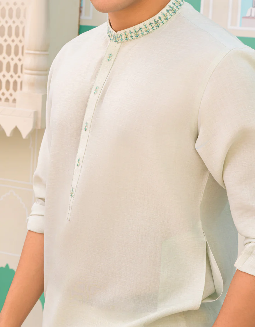 LIGHT GREEN BLENDED KURTA | JTK-US-45124/A23/JJ8832-FL - Image 2