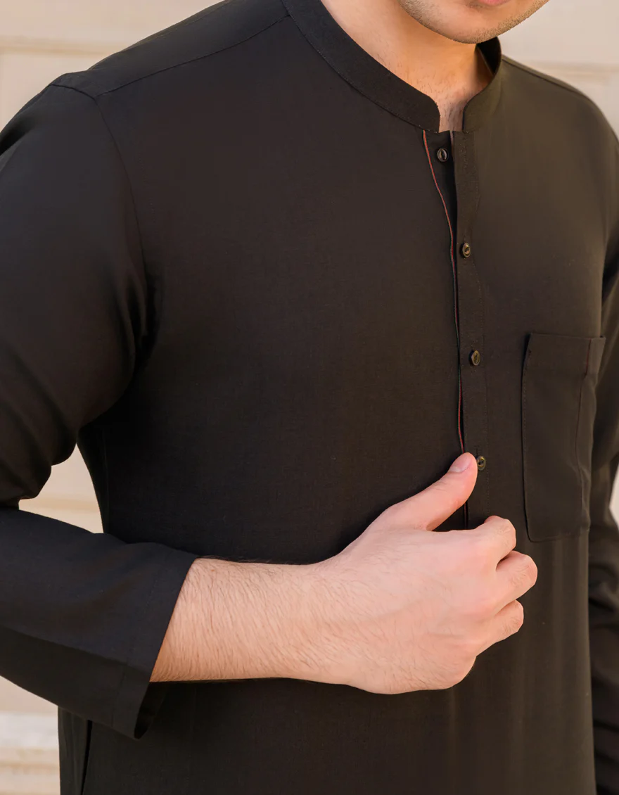 BLACK BLENDED KURTA | JTK-US-45162/A23/JJ8791-CL - Image 2