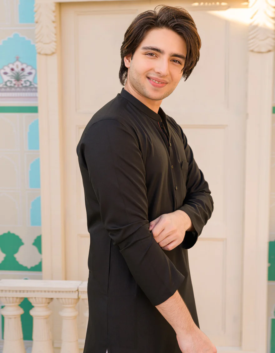 BLACK BLENDED KURTA | JTK-US-45162/A23/JJ8791-CL - Image 3