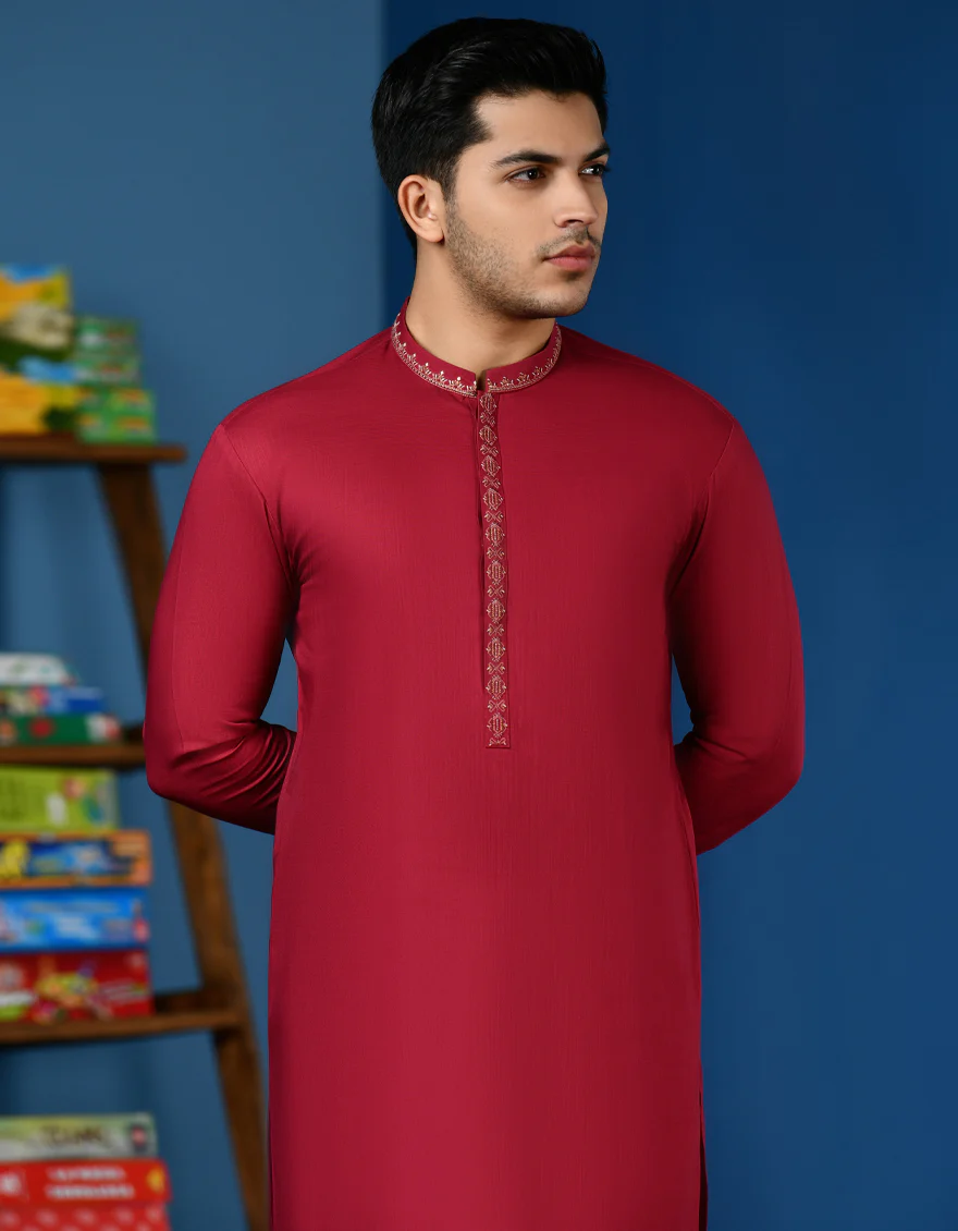 DULL RED COTTON KURTA | JTK-W-34564/S23/JJ8673-SF - Image 2