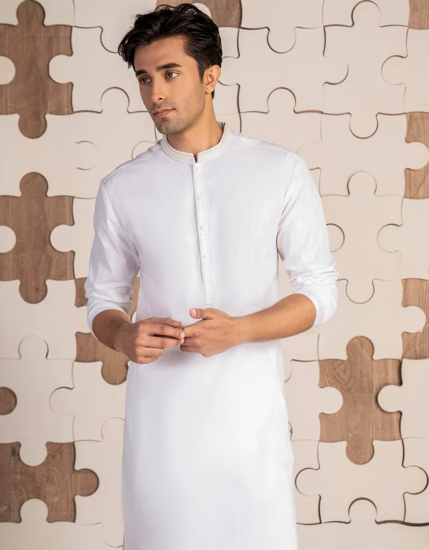 WHITE COTTON KURTA | JTK-W-34853/S24/JJ9631-FL - Image 3