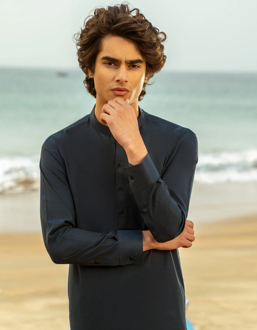 DARK BLUE COTTON KURTA TROUSERS | JTKP-A-39283/S25/JJ9 - Image 2