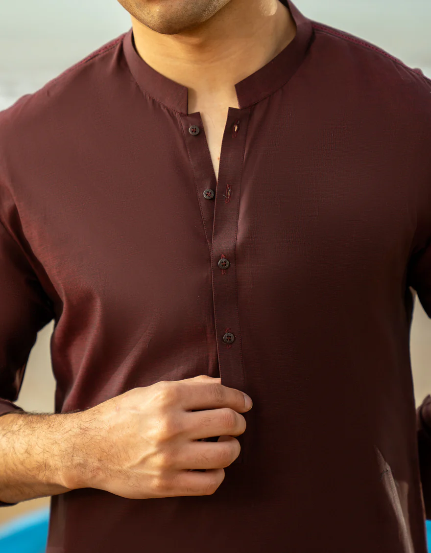MAROON COTTON KURTA TROUSERS | JTKP-A-39284/S25/JJ9 - Image 3