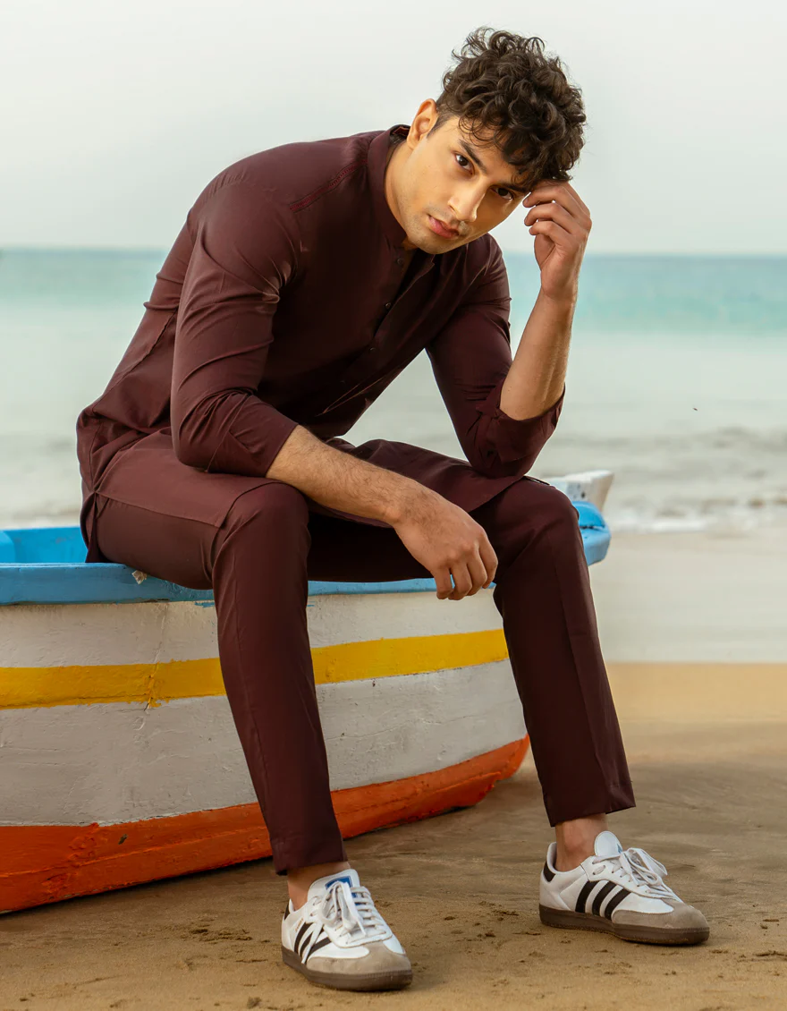 MAROON COTTON KURTA TROUSERS | JTKP-A-39284/S25/JJ9 - Image 4