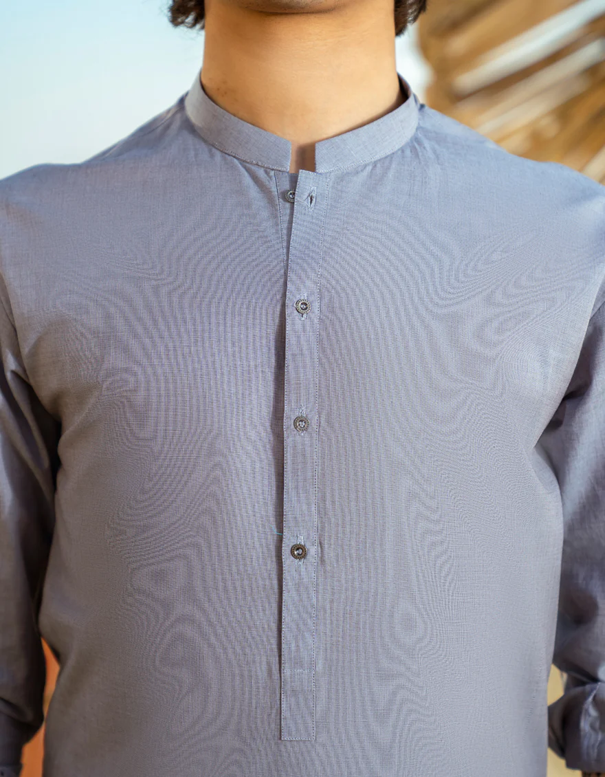 LIGHT GREY COTTON KURTA TROUSERS | JTKP-A-39288/S25/JJ9741-PN - Image 2