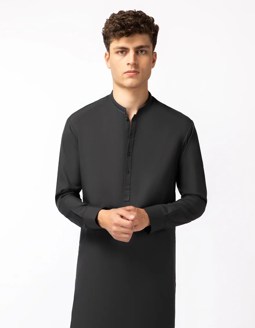 BLACKISH GREY BLENDED KURTA TROUSERS | JTKP-A-42021/S25/JJ9825-SF - Image 2