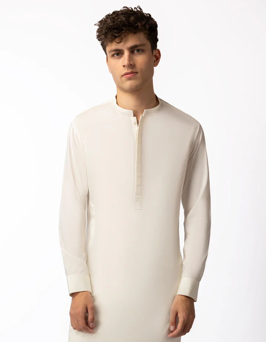 CREAM BLENDED KURTA TROUSERS | JTKP-A-42040/S26/JJ10376-SF - Image 2
