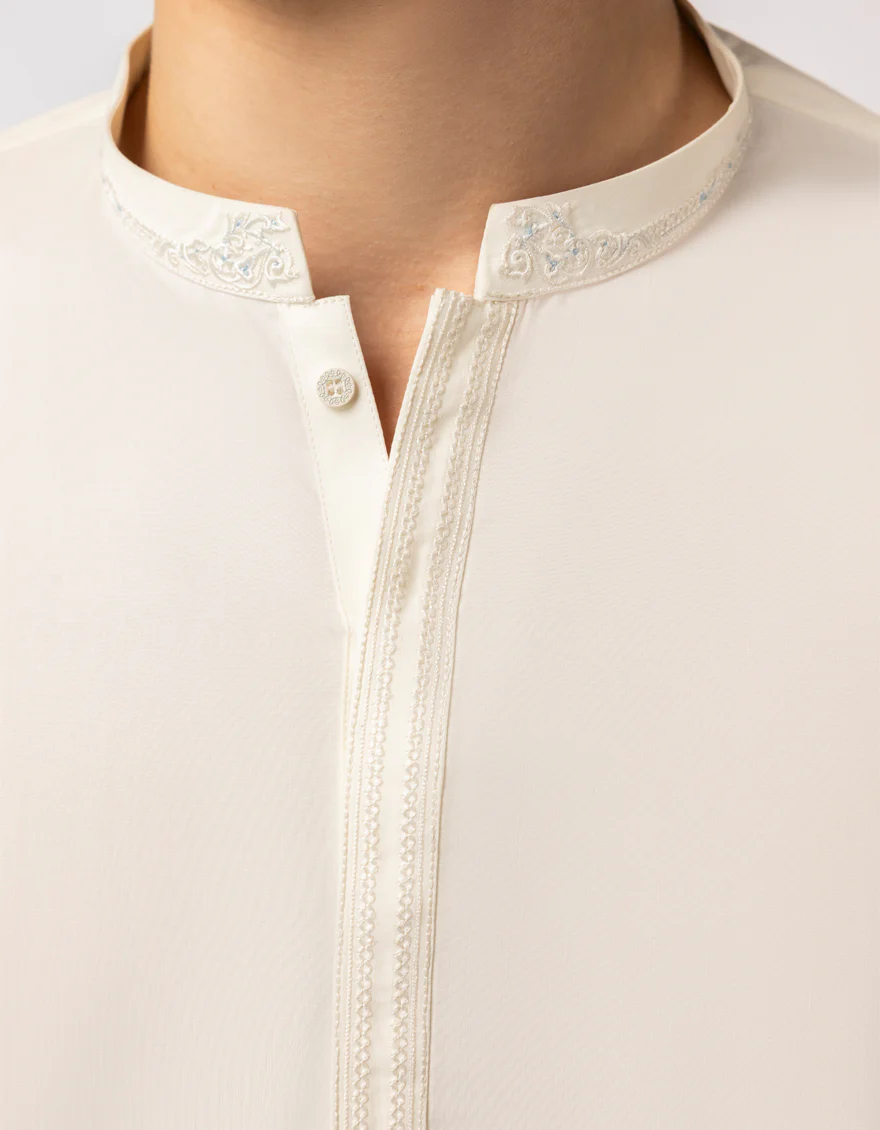 CREAM BLENDED KURTA TROUSERS | JTKP-A-42040/S26/JJ10376-SF - Image 3