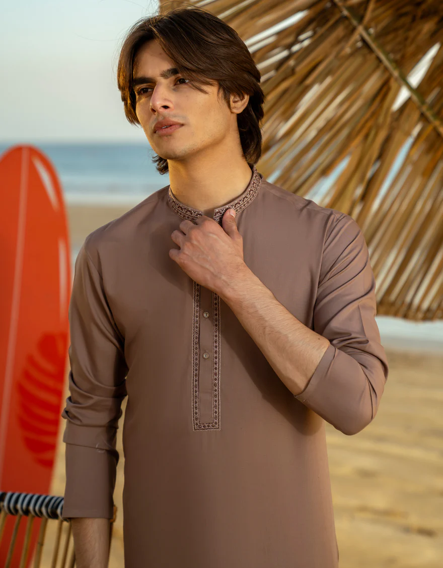 BROWN BLENDED KURTA TROUSERS | JTKP-A-46583/S25/JJ1016-SF - Image 2