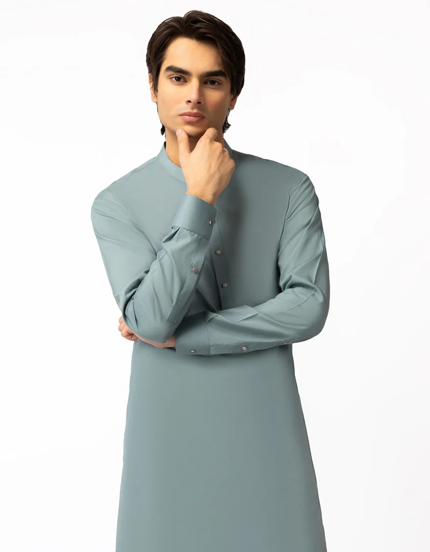 TEAL GREEN BLENDED KURTA TROUSERS | JTKP-A-46920/S26/JJ9821-PN - Image 2