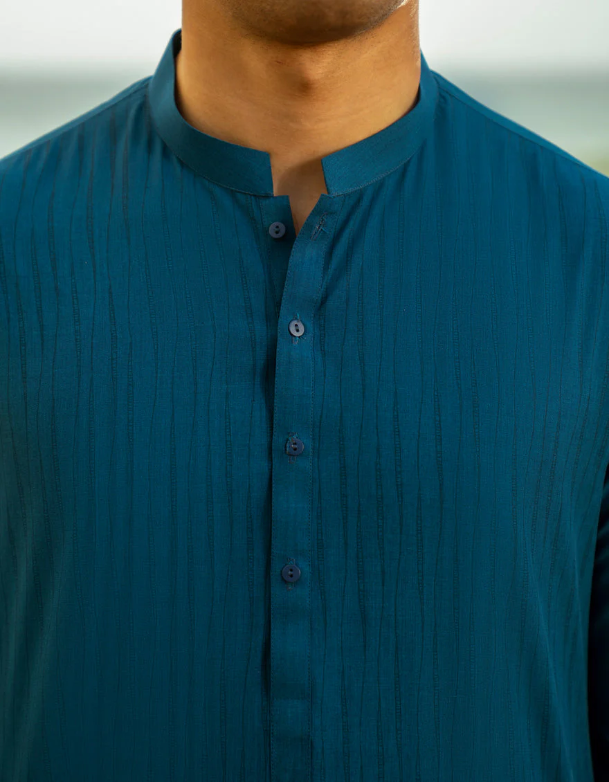 BLUE BLENDED KURTA TROUSERS | JTKP-A-50013/S25/JJ9869-SF - Image 3