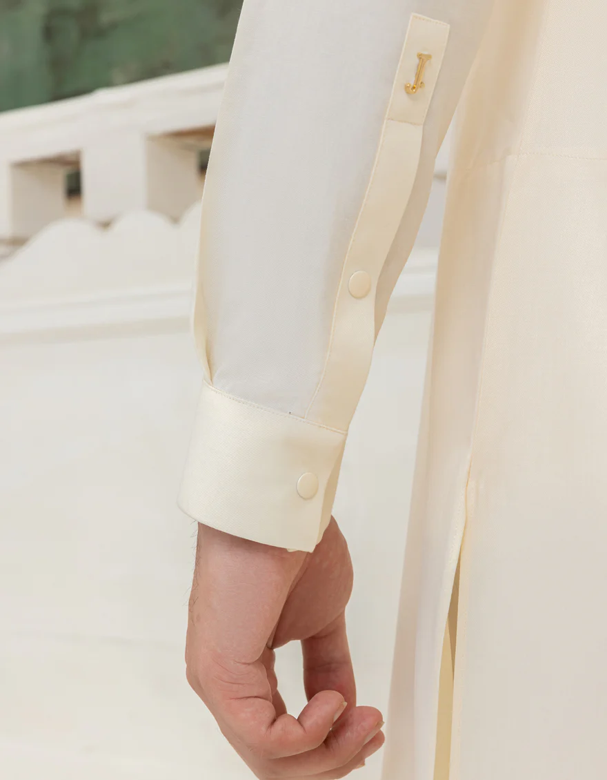 CREAM COTTON KURTA TROUSERS | JTKP-A-50099/S25/JJ9769-PN - Image 2