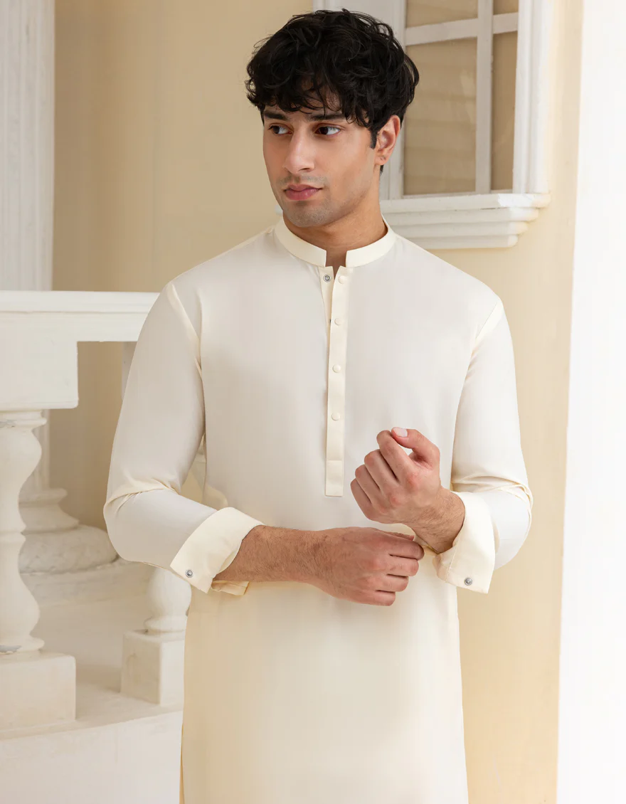 CREAM COTTON KURTA TROUSERS | JTKP-A-50099/S25/JJ9769-PN - Image 4