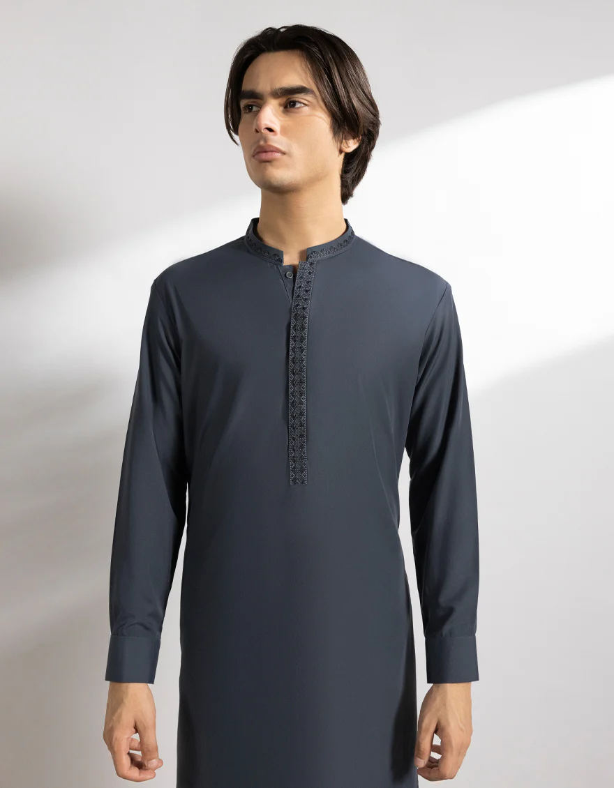 GREY BLENDED KURTA TROUSERS | JTKP-A-50233/S25/JJ9536-SF - Image 2