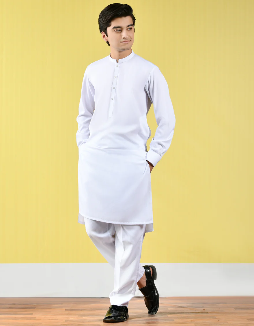 WHITE VISCOSE KURTA TROUSERS | JTKP-A-US-44022/S22/JJ8346-PN