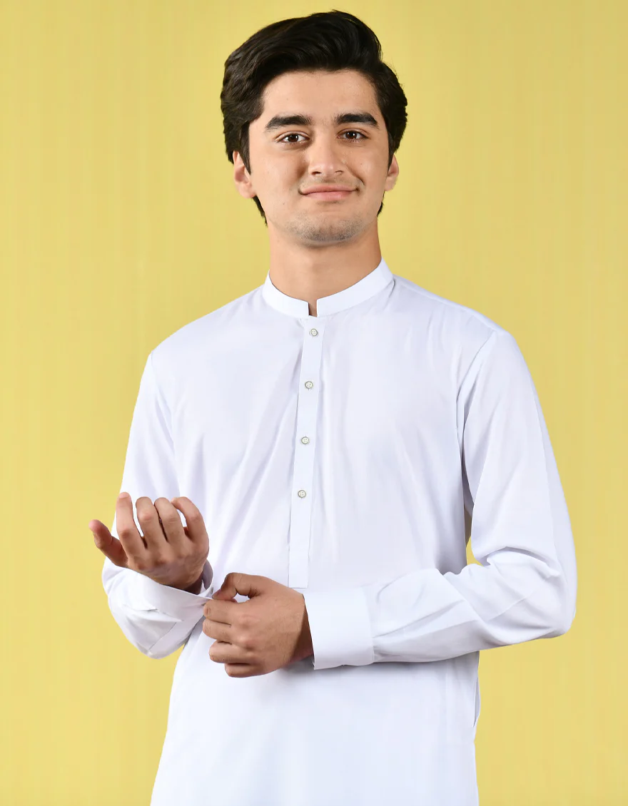 WHITE VISCOSE KURTA TROUSERS | JTKP-A-US-44022/S22/JJ8346-PN - Image 2