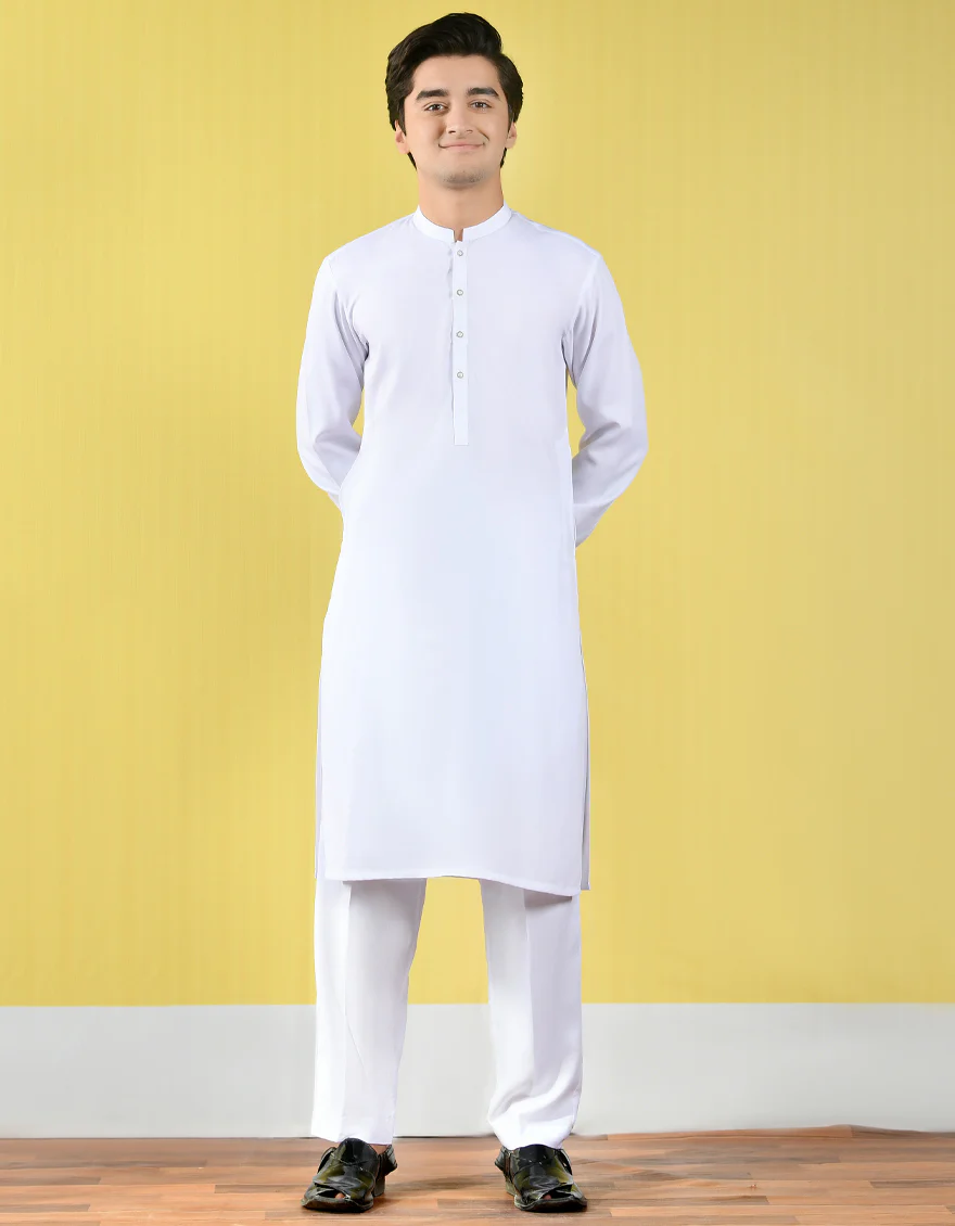 WHITE VISCOSE KURTA TROUSERS | JTKP-A-US-44022/S22/JJ8346-PN - Image 3