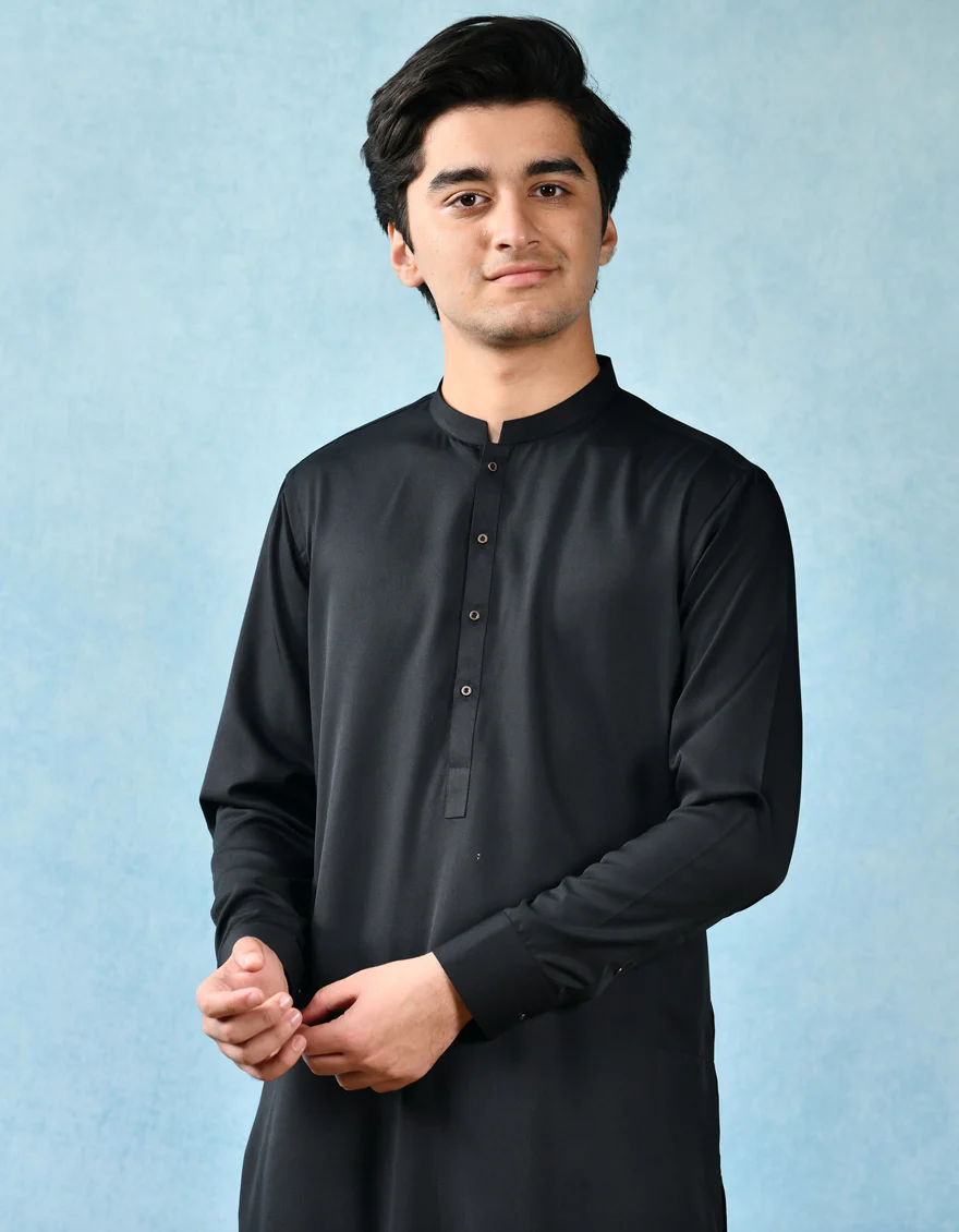 BLACK VISCOSE KURTA TROUSERS | JTKP-A-US-44071/S22/JJ8346-PN - Image 2