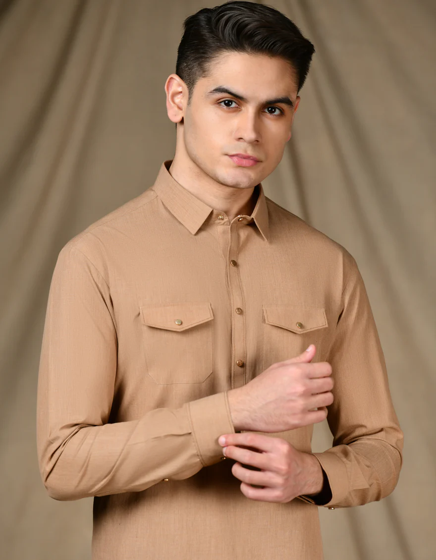 BROWN CVC KURTA TROUSERS | JTKP-S-34632/S24/JJ8 - Image 2