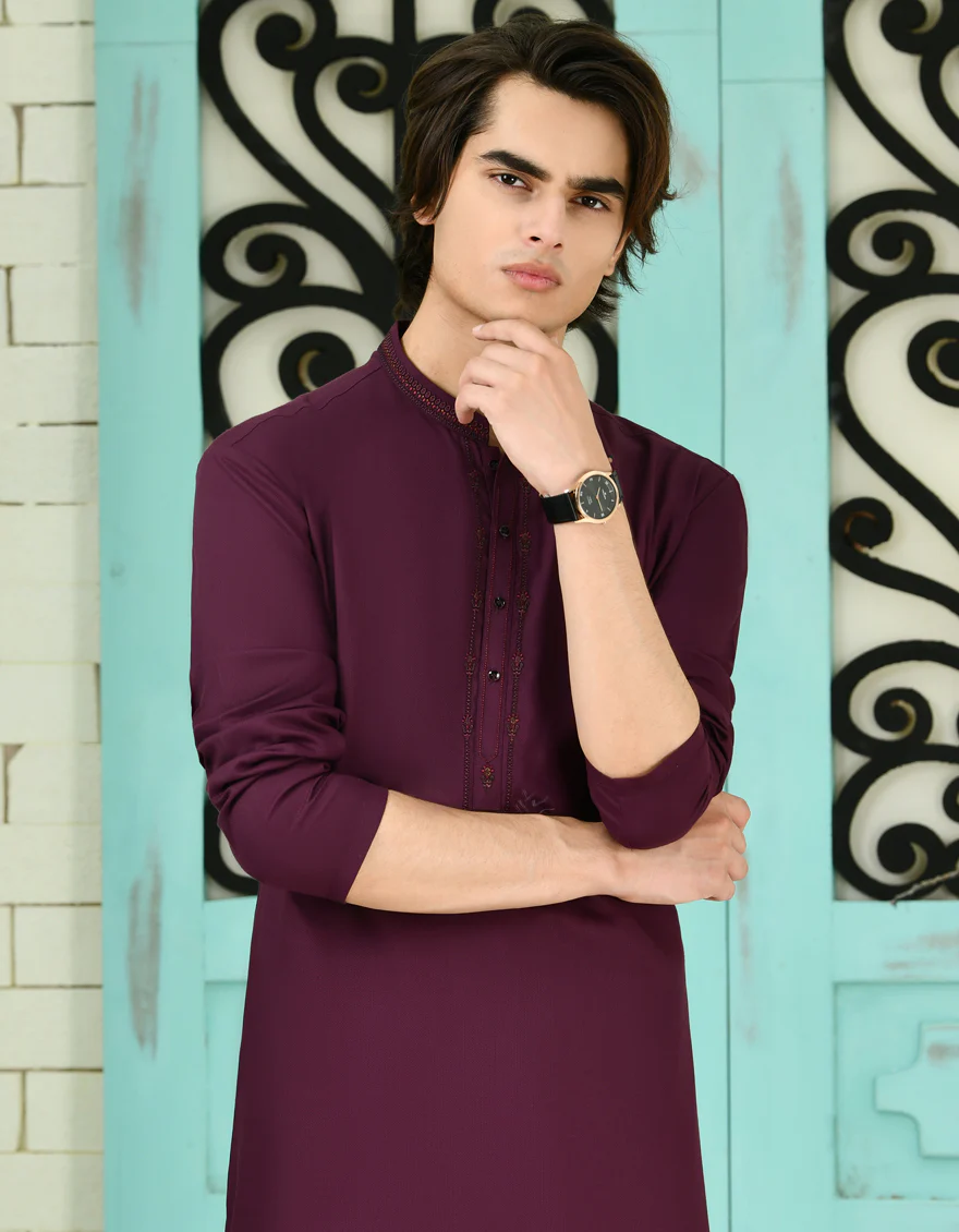 PURPLE BLENDED KURTA TROUSERS | JTKP-S-39070/S24/JJ9267-FL - Image 2