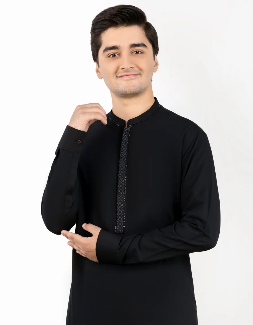 BLACK BLENDED KURTA TROUSERS | JTKP-S-US-34362/S23/JJ8726-FL - Image 2