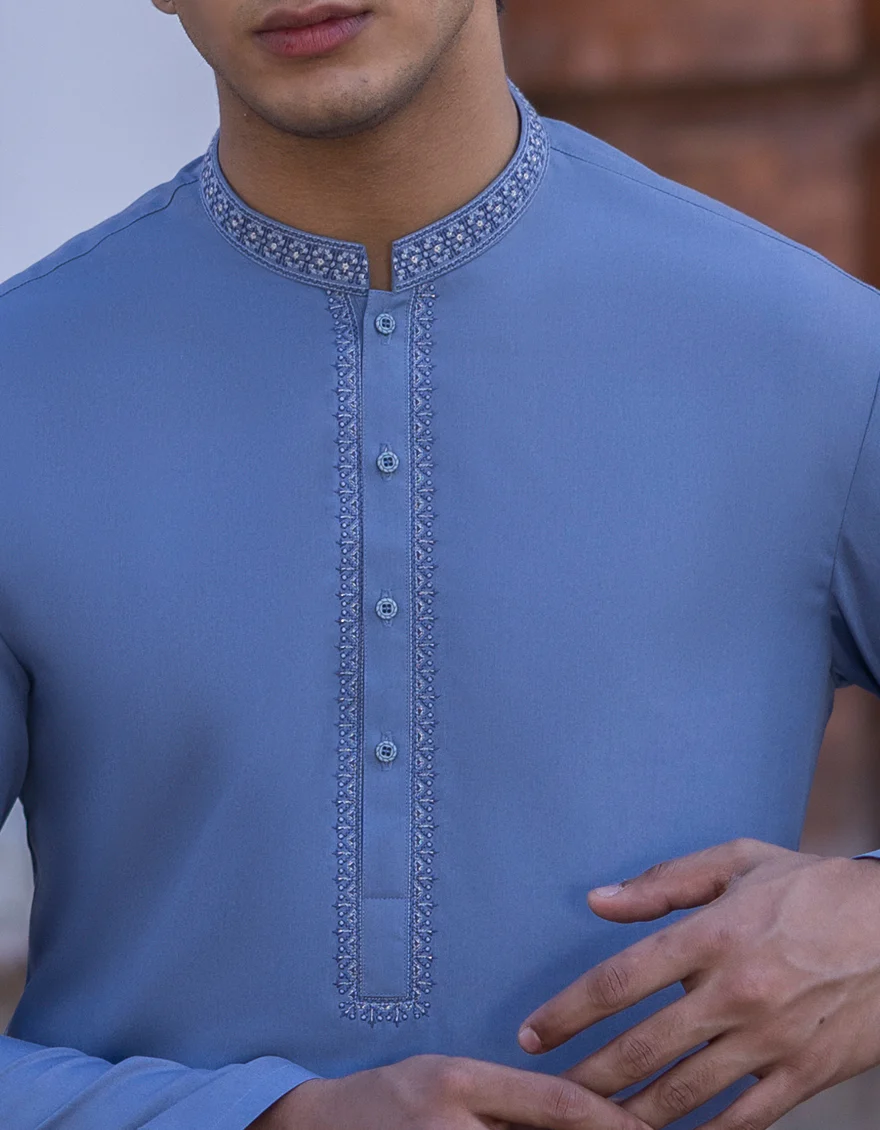 PERIWINKLE BLENDED KURTA TROUSERS | JTKP-S-US-34363/S23/JJ8173-SF - Image 2