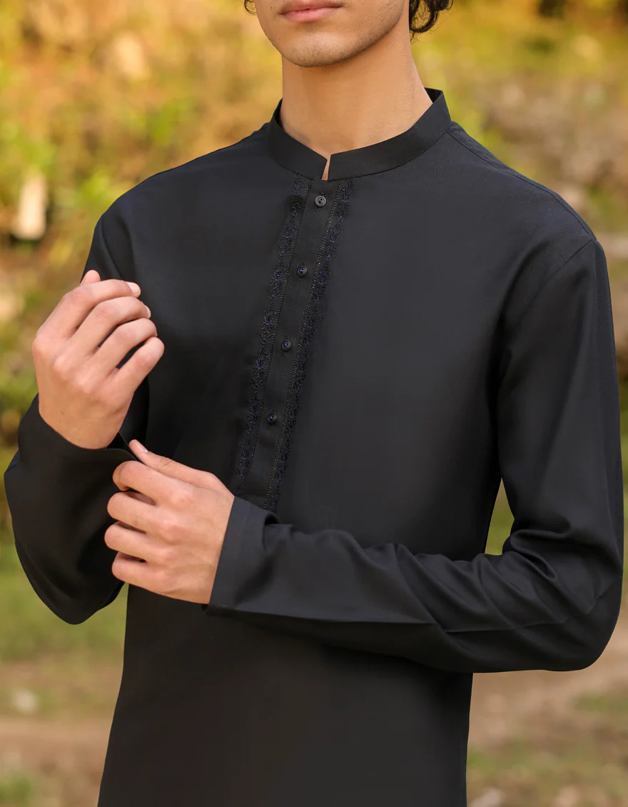 BLACK BLENDED KURTA TROUSERS | JTKP-S-US-34370/S23/JJ8151-SF - Image 2