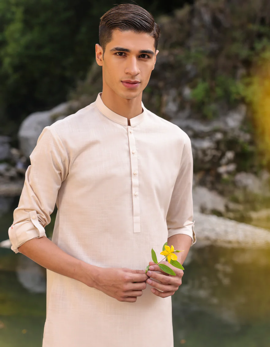 CREAM COTTON KURTA TROUSERS | JTKP-S-US-34400/S23/JJ8293-CL - Image 2